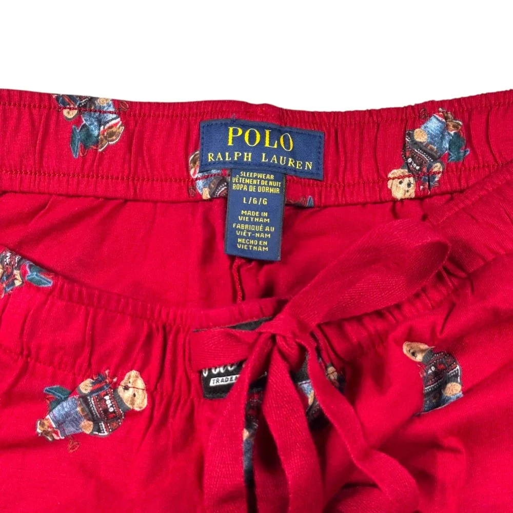 Polo Ralph Lauren Mens Polo Bear Cotton Pajama Pant Size‎ Large L Red